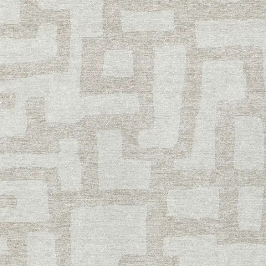 Ivory And Beige Abstract Washable Indoor Outdoor Area Rug Photo 6