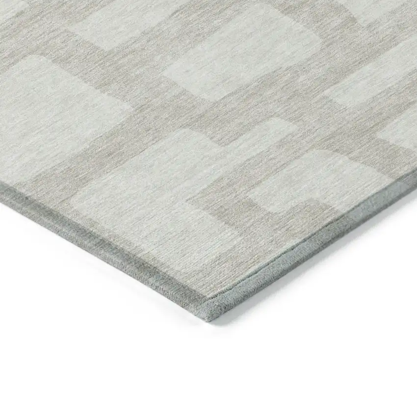 Ivory And Beige Abstract Washable Indoor Outdoor Area Rug Photo 5