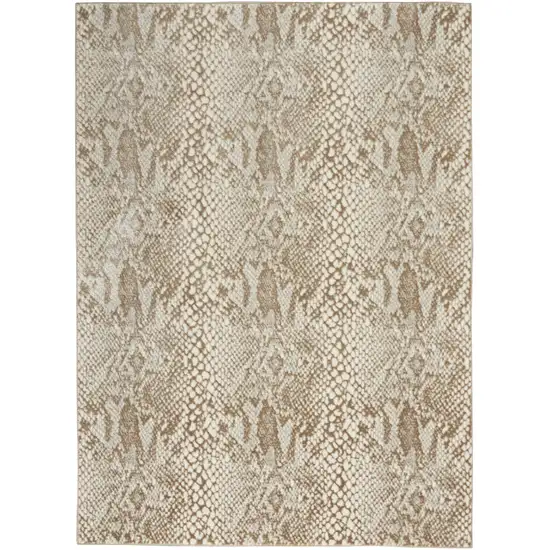 Ivory And Beige Animal Print Distressed Area Rug Photo 2