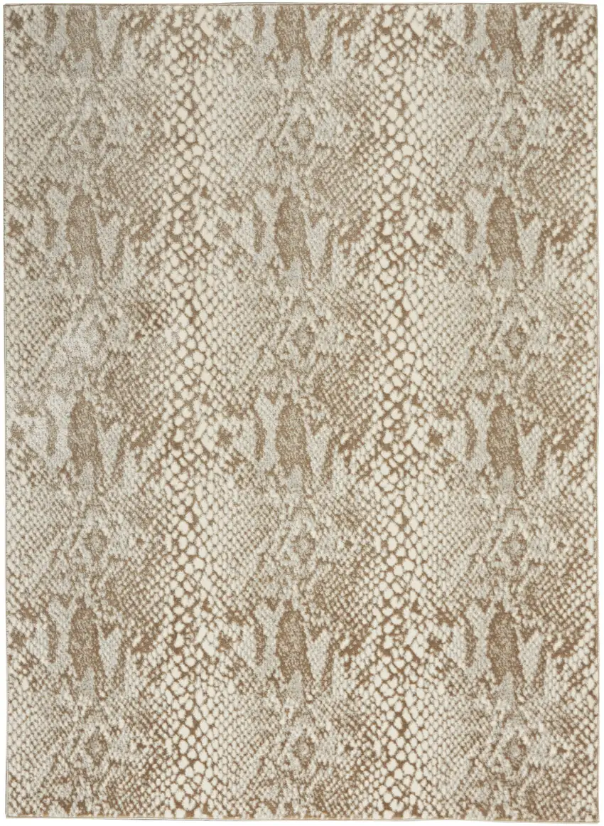 Ivory And Beige Animal Print Distressed Area Rug Photo 2