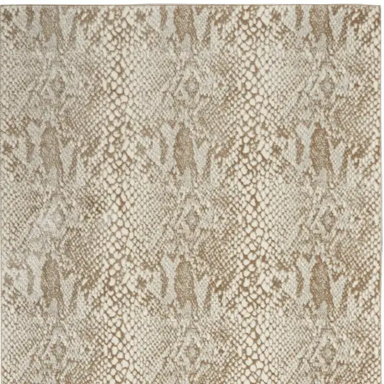 Ivory And Beige Animal Print Distressed Area Rug Photo 8