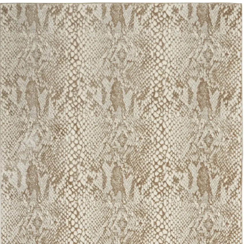 Ivory And Beige Animal Print Distressed Area Rug Photo 8