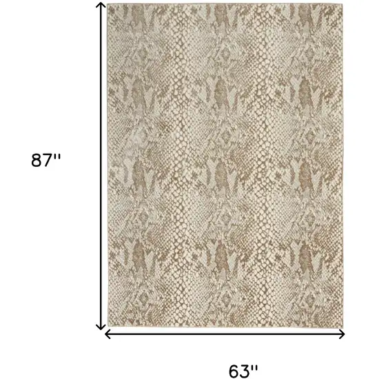 Ivory And Beige Animal Print Distressed Area Rug Photo 3