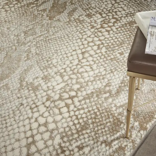 Ivory And Beige Animal Print Distressed Area Rug Photo 8
