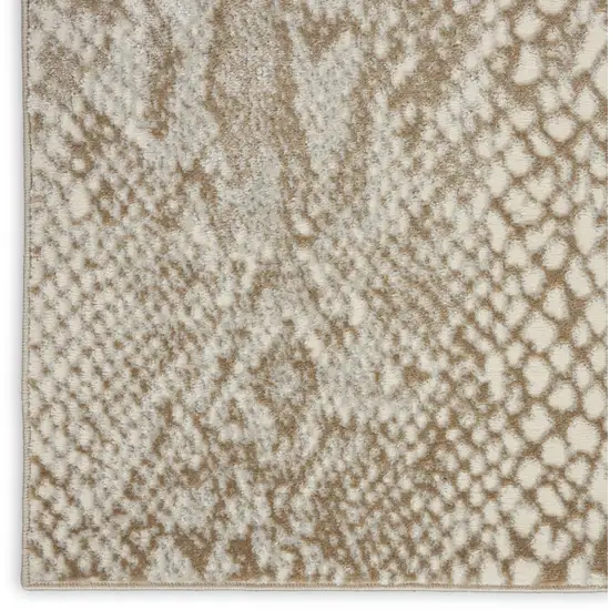 Ivory And Beige Animal Print Distressed Area Rug Photo 9