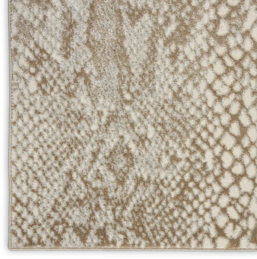 Ivory And Beige Animal Print Distressed Area Rug Photo 9