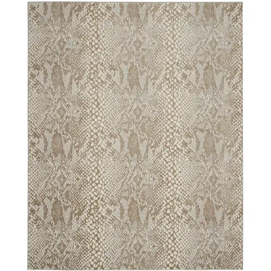 Ivory And Beige Animal Print Distressed Area Rug Photo 2