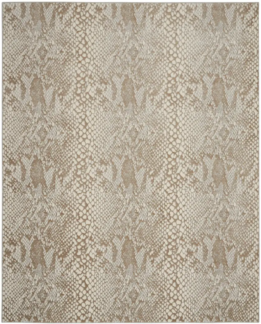 Ivory And Beige Animal Print Distressed Area Rug Photo 2