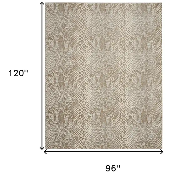 Ivory And Beige Animal Print Distressed Area Rug Photo 3