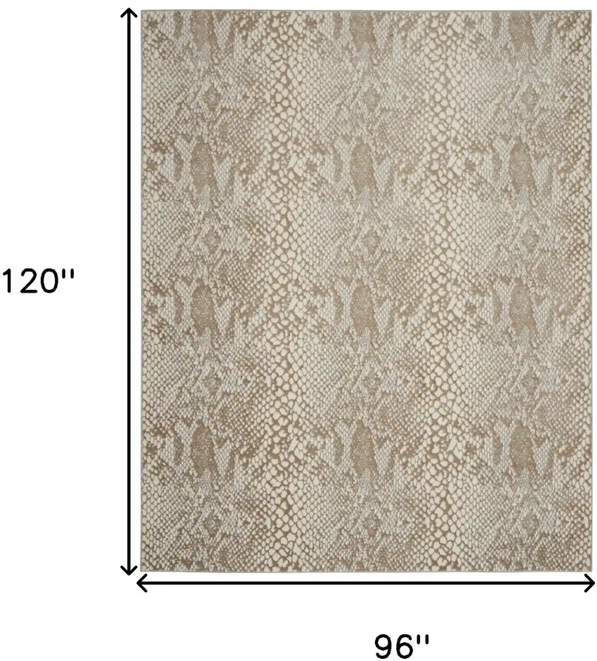 Ivory And Beige Animal Print Distressed Area Rug Photo 3