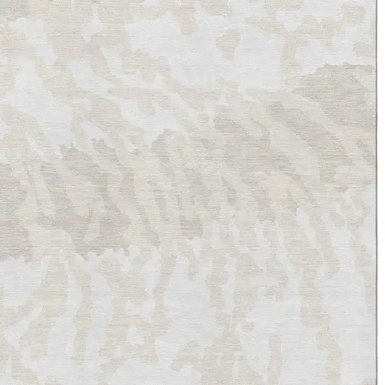 Ivory And Beige Animal Print Washable Area Rug With UV Protection Photo 3