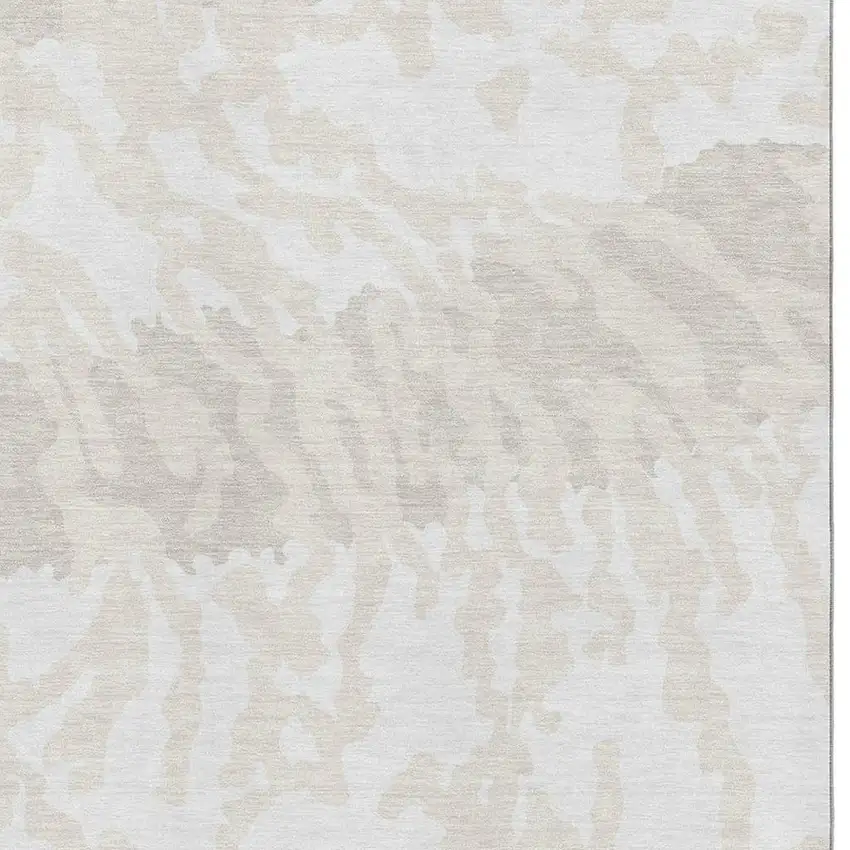 Ivory And Beige Animal Print Washable Area Rug With UV Protection Photo 3