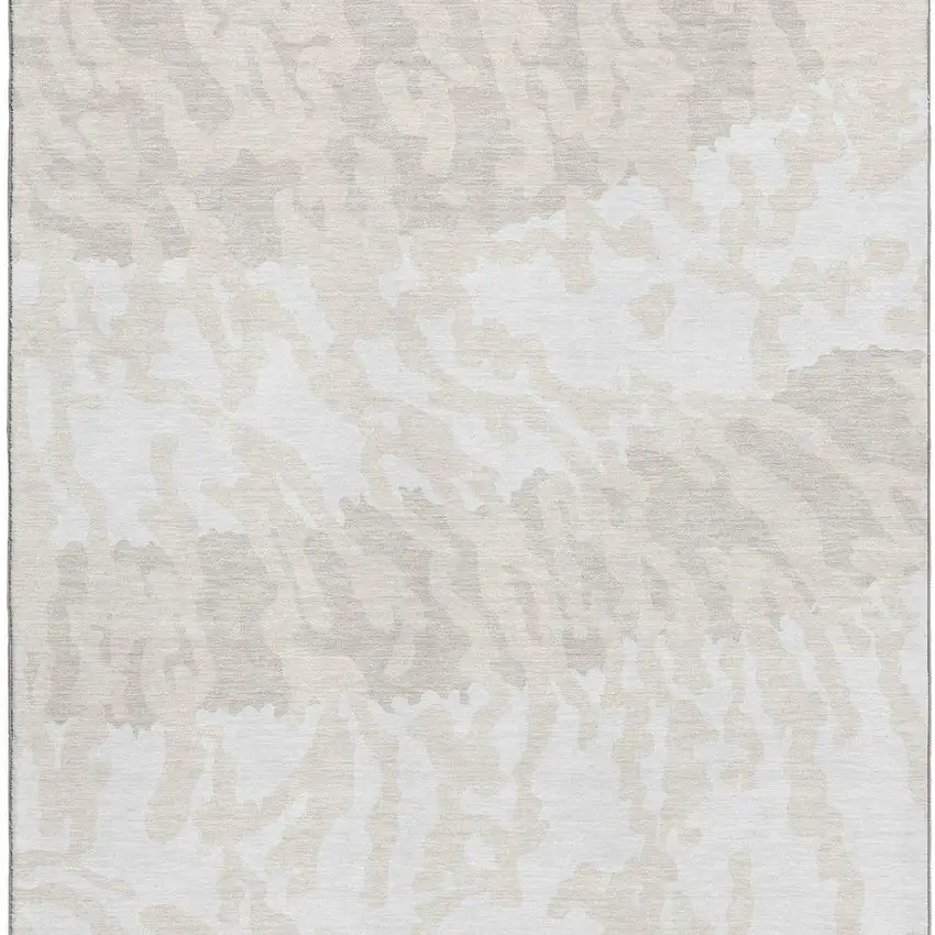 Ivory And Beige Animal Print Washable Area Rug With UV Protection Photo 4