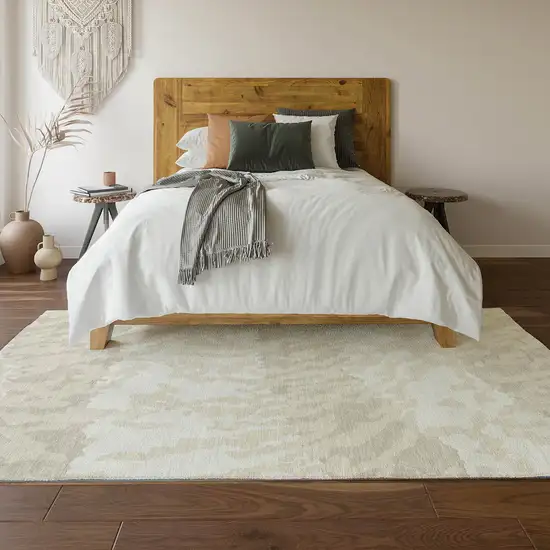 Ivory And Beige Animal Print Washable Area Rug With UV Protection Photo 6