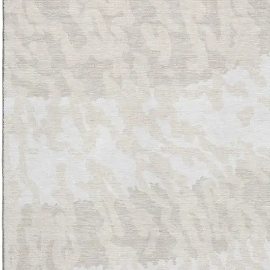 Ivory And Beige Animal Print Washable Area Rug With UV Protection Photo 3