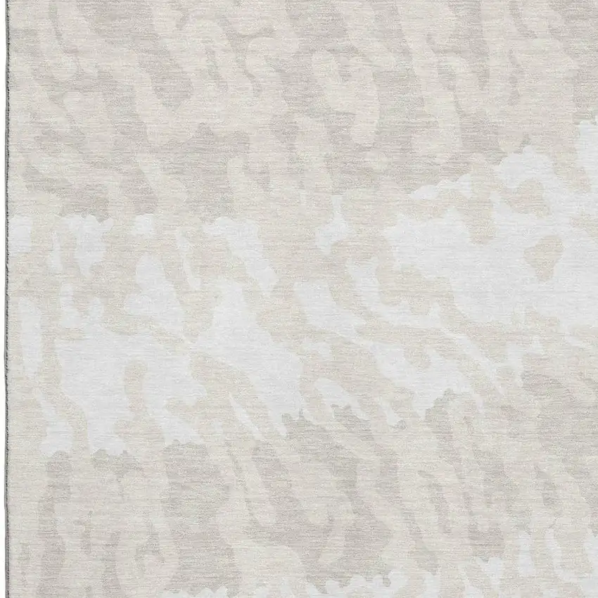 Ivory And Beige Animal Print Washable Area Rug With UV Protection Photo 3