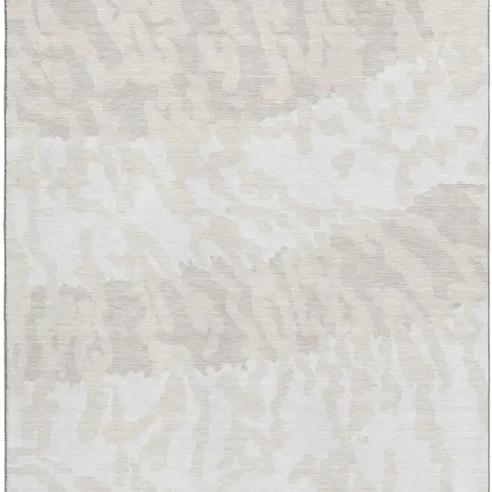 Ivory And Beige Animal Print Washable Area Rug With UV Protection Photo 4