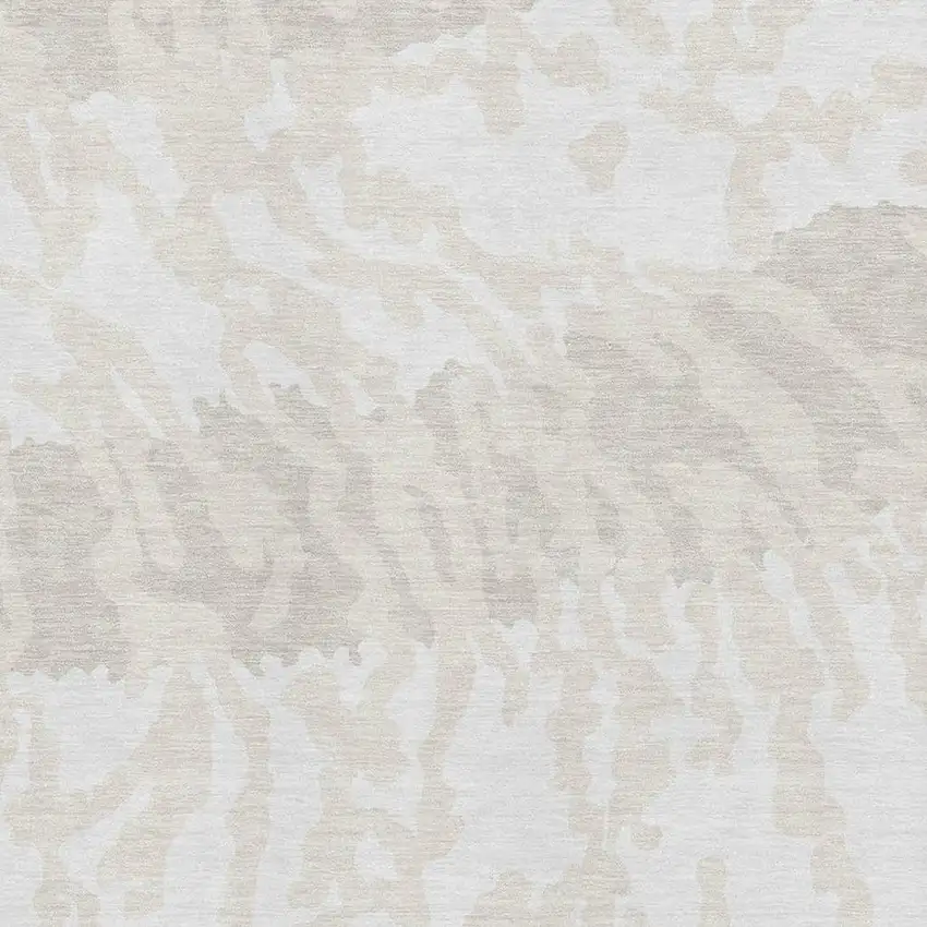 Ivory And Beige Animal Print Washable Area Rug With UV Protection Photo 3