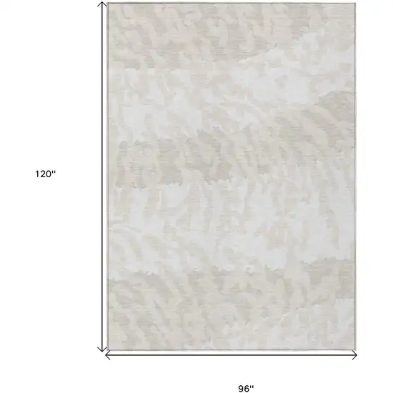Ivory And Beige Animal Print Washable Indoor Outdoor Area Rug Photo 3