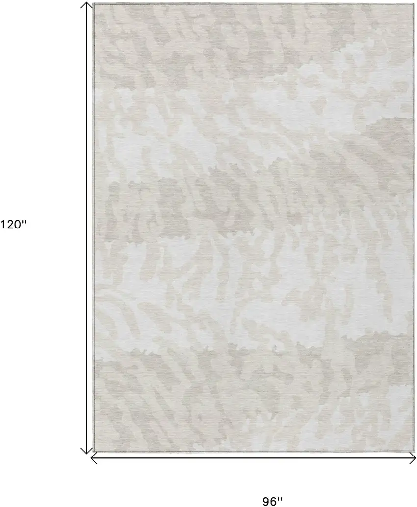 Ivory And Beige Animal Print Washable Indoor Outdoor Area Rug Photo 3