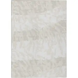 Photo of Ivory And Beige Animal Print Washable Indoor Outdoor Area Rug
