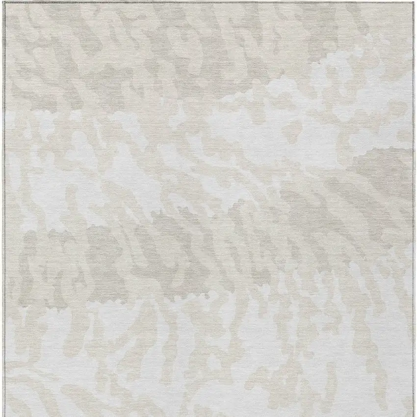 Ivory And Beige Animal Print Washable Indoor Outdoor Area Rug Photo 7