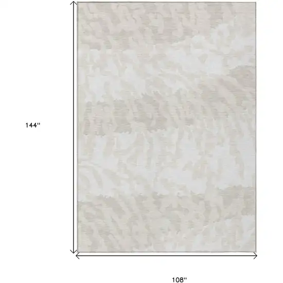 Ivory And Beige Animal Print Washable Indoor Outdoor Area Rug Photo 3