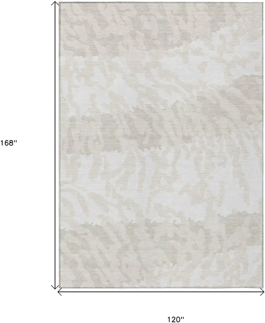 Ivory And Beige Animal Print Washable Indoor Outdoor Area Rug Photo 3