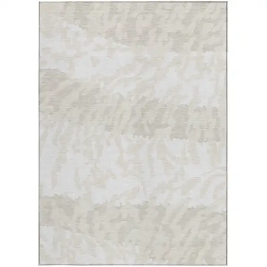 Ivory And Beige Animal Print Washable Indoor Outdoor Area Rug Photo 7
