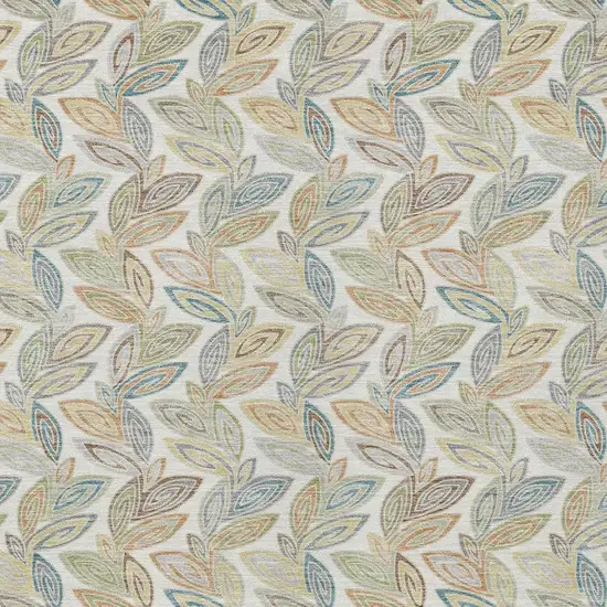 Ivory And Beige Botanical Leaves Washable Indoor Outdoor Area Rug Photo 5