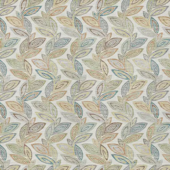 Ivory And Beige Botanical Leaves Washable Indoor Outdoor Area Rug Photo 3
