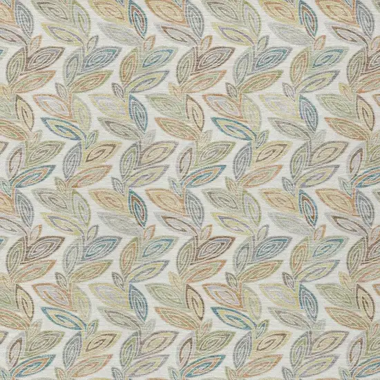 Ivory And Beige Botanical Leaves Washable Indoor Outdoor Area Rug Photo 3