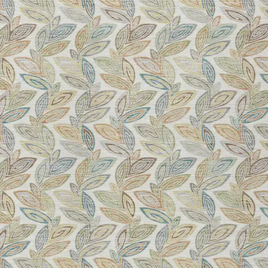 Ivory And Beige Botanical Leaves Washable Indoor Outdoor Area Rug Photo 5