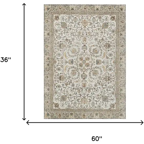 Ivory And Beige Botanical Leaves Washable Indoor Outdoor Area Rug Photo 6