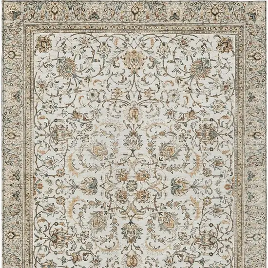 Ivory And Beige Botanical Leaves Washable Indoor Outdoor Area Rug Photo 3