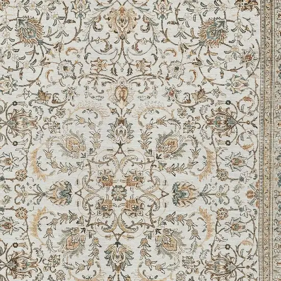 Ivory And Beige Botanical Leaves Washable Indoor Outdoor Area Rug Photo 2