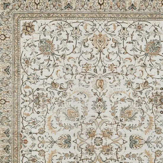 Ivory And Beige Botanical Leaves Washable Indoor Outdoor Area Rug Photo 2