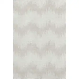Photo of Ivory And Beige Chevron Washable Area Rug With UV Protection