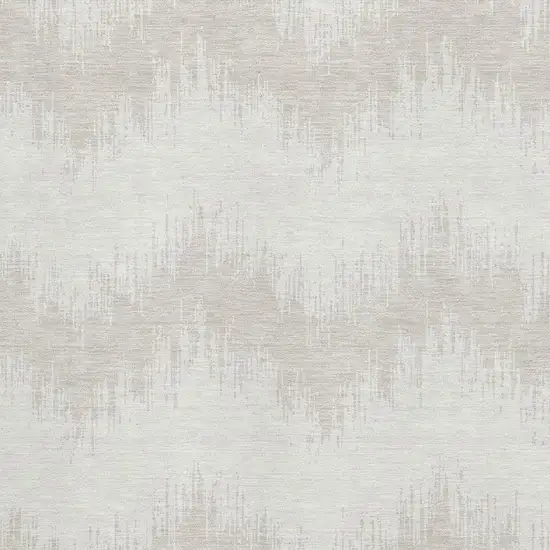 Ivory And Beige Chevron Washable Area Rug With UV Protection Photo 3