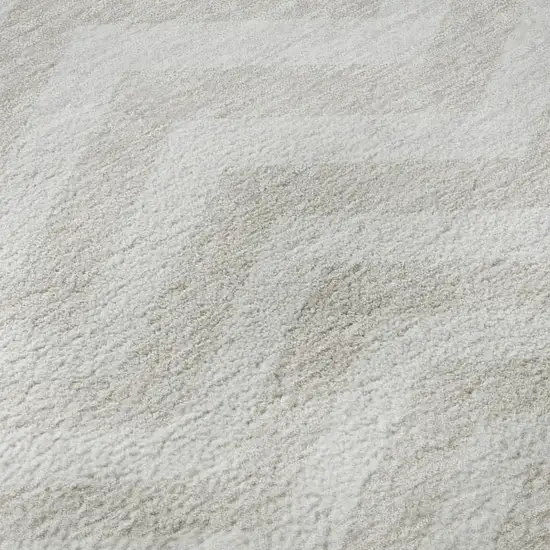 Ivory And Beige Chevron Washable Area Rug With UV Protection Photo 8