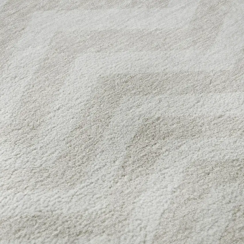 Ivory And Beige Chevron Washable Area Rug With UV Protection Photo 8