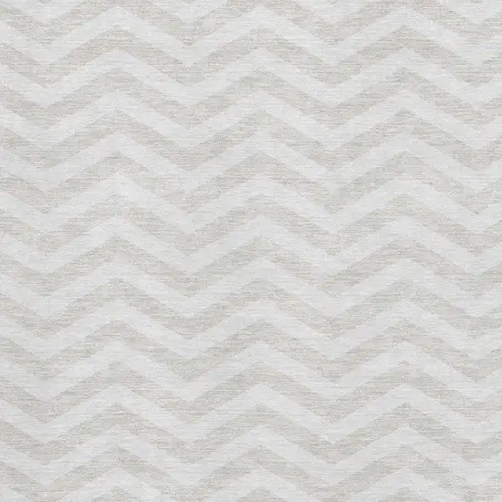 Ivory And Beige Chevron Washable Area Rug With UV Protection Photo 3