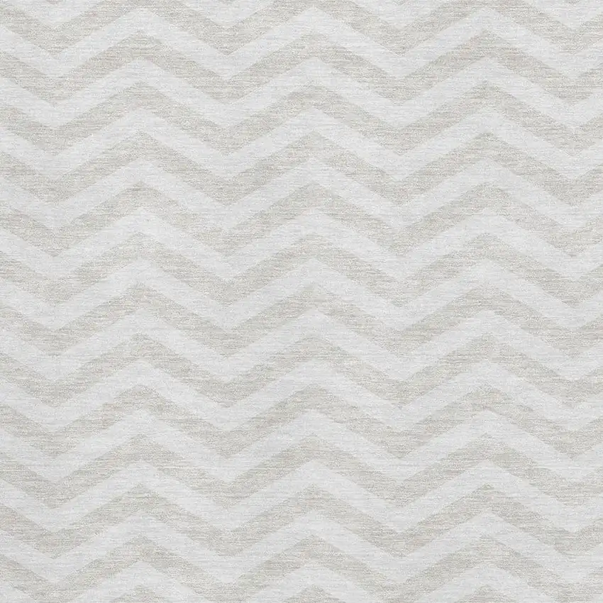 Ivory And Beige Chevron Washable Area Rug With UV Protection Photo 3