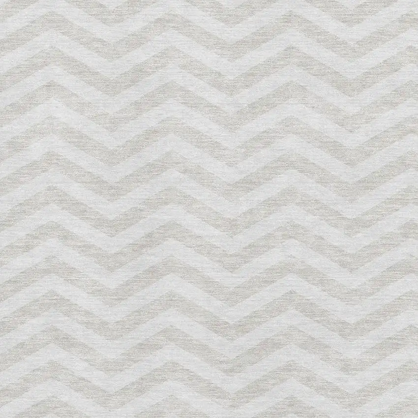 Ivory And Beige Chevron Washable Area Rug With UV Protection Photo 3