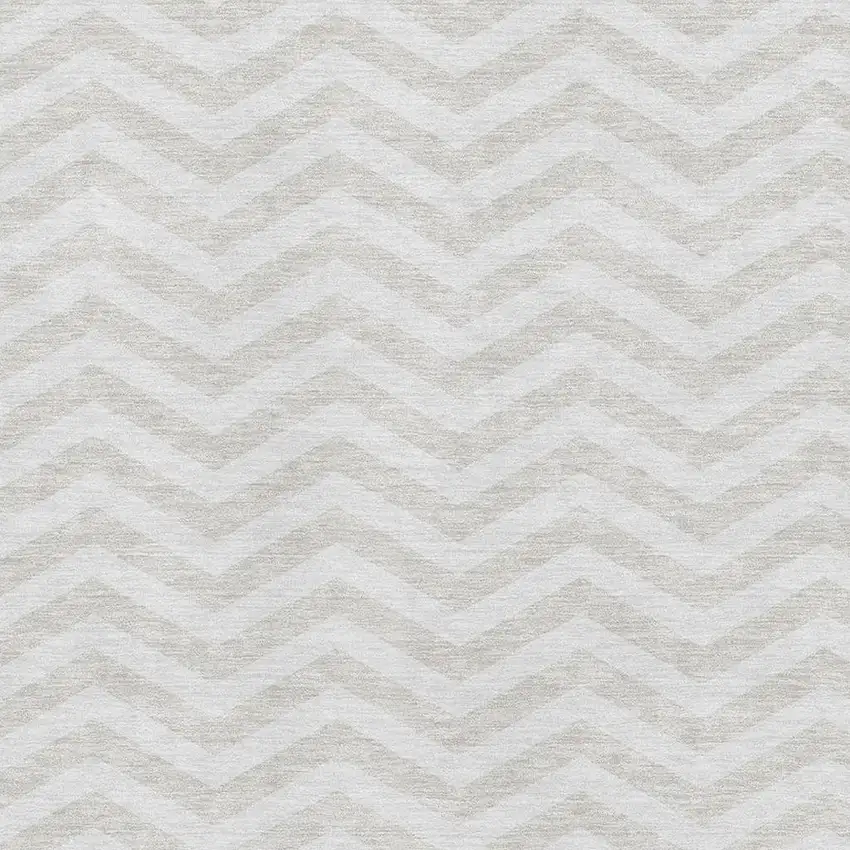 Ivory And Beige Chevron Washable Area Rug With UV Protection Photo 3