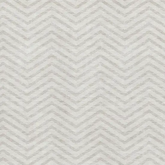 Ivory And Beige Chevron Washable Area Rug With UV Protection Photo 2