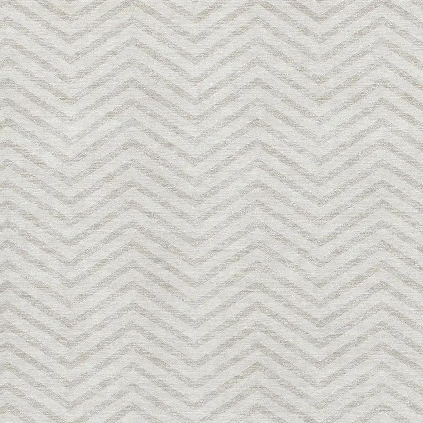 Ivory And Beige Chevron Washable Area Rug With UV Protection Photo 2