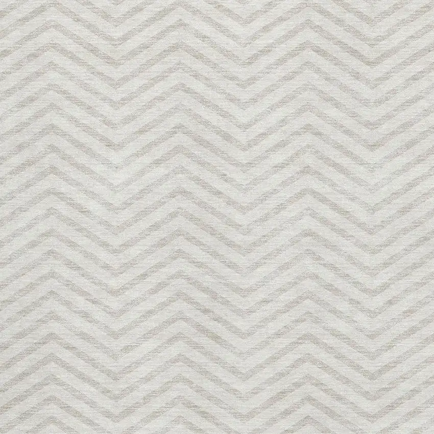 Ivory And Beige Chevron Washable Area Rug With UV Protection Photo 2