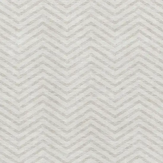 Ivory And Beige Chevron Washable Area Rug With UV Protection Photo 2