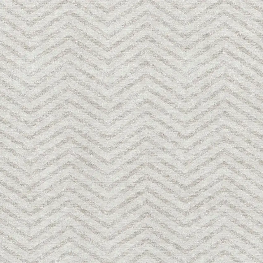 Ivory And Beige Chevron Washable Area Rug With UV Protection Photo 2